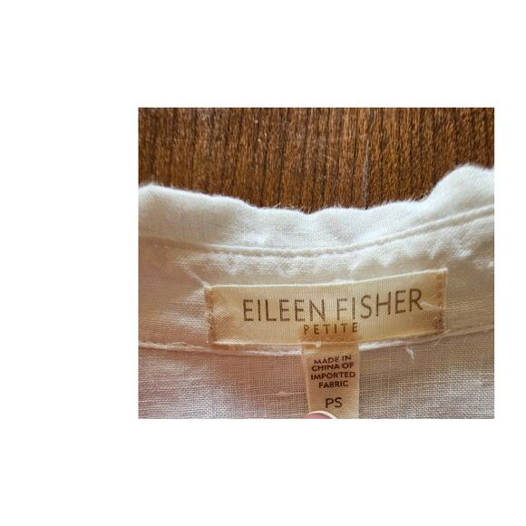 Eileen Fisher Linen Cotton 2 Panel White Button Up Blouse Top, 3/4 Sleeve - Picture 3 of 12